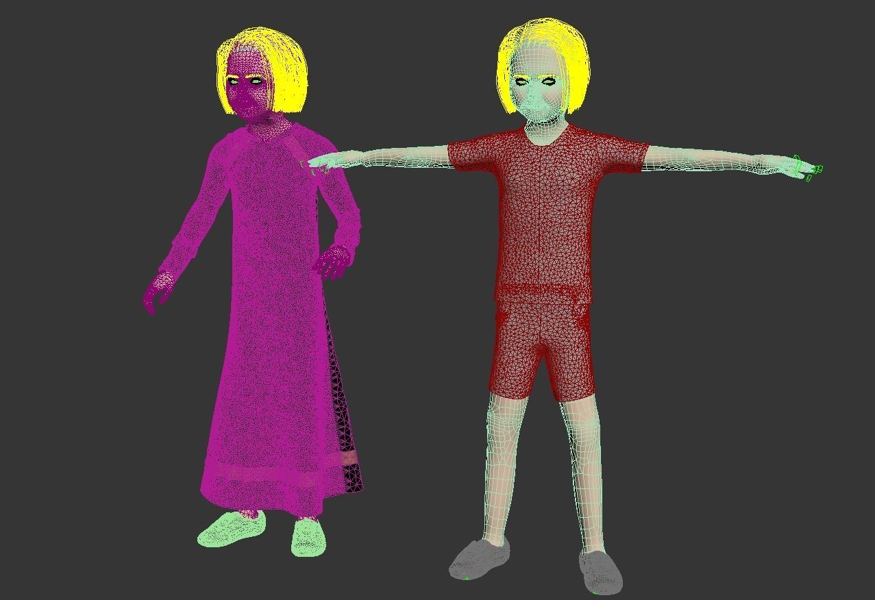 4 x Arabic girls real cloth simulation loop animation 3D Model Collection_27