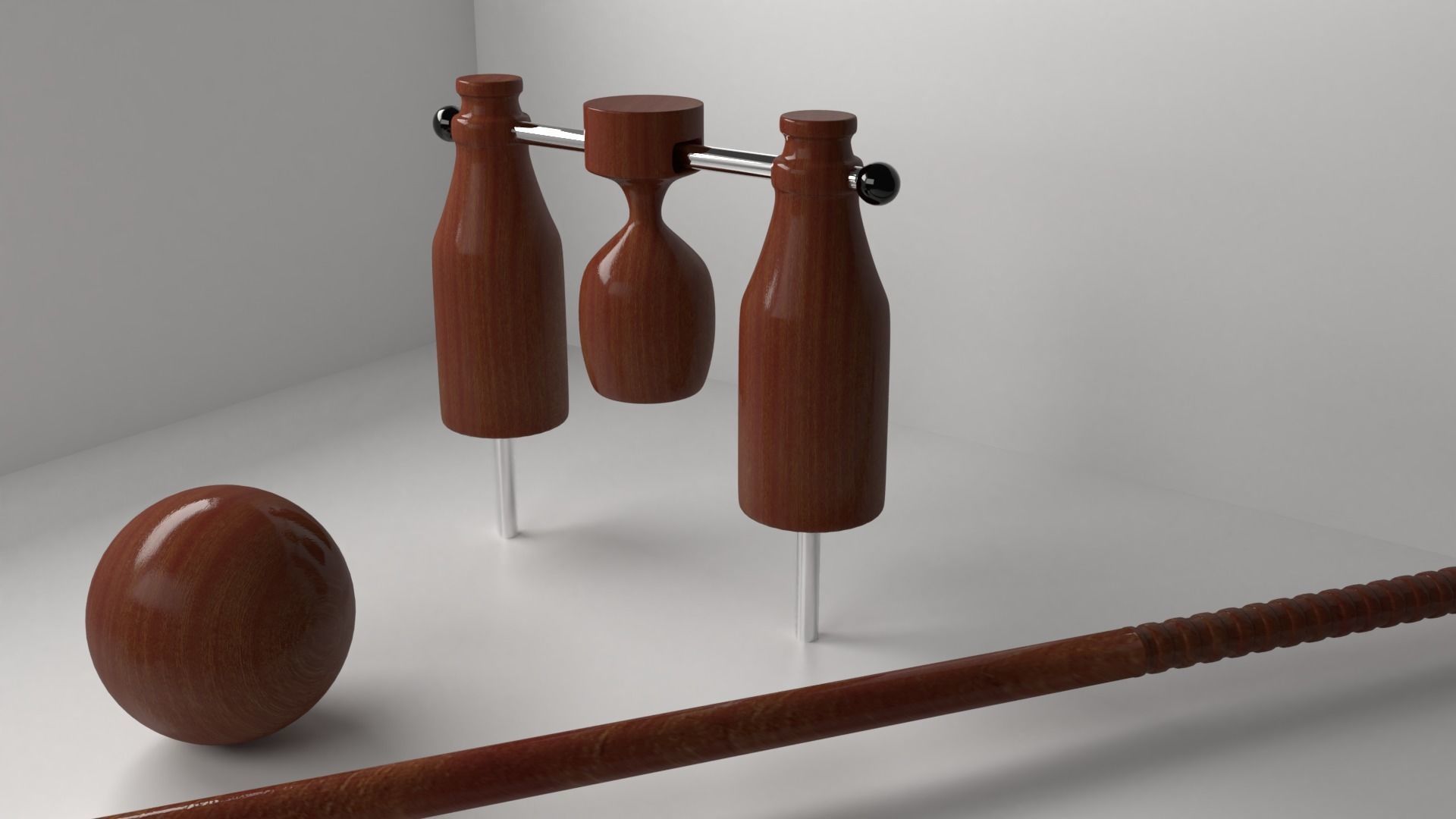 Woodball Equipment Ball Mallet and Gate 3D model CGTrader