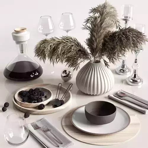 Table settings with reed 3D model