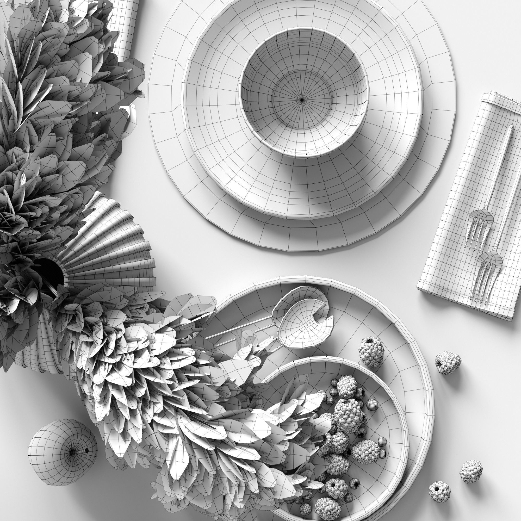 Table settings with reed 3D model_4