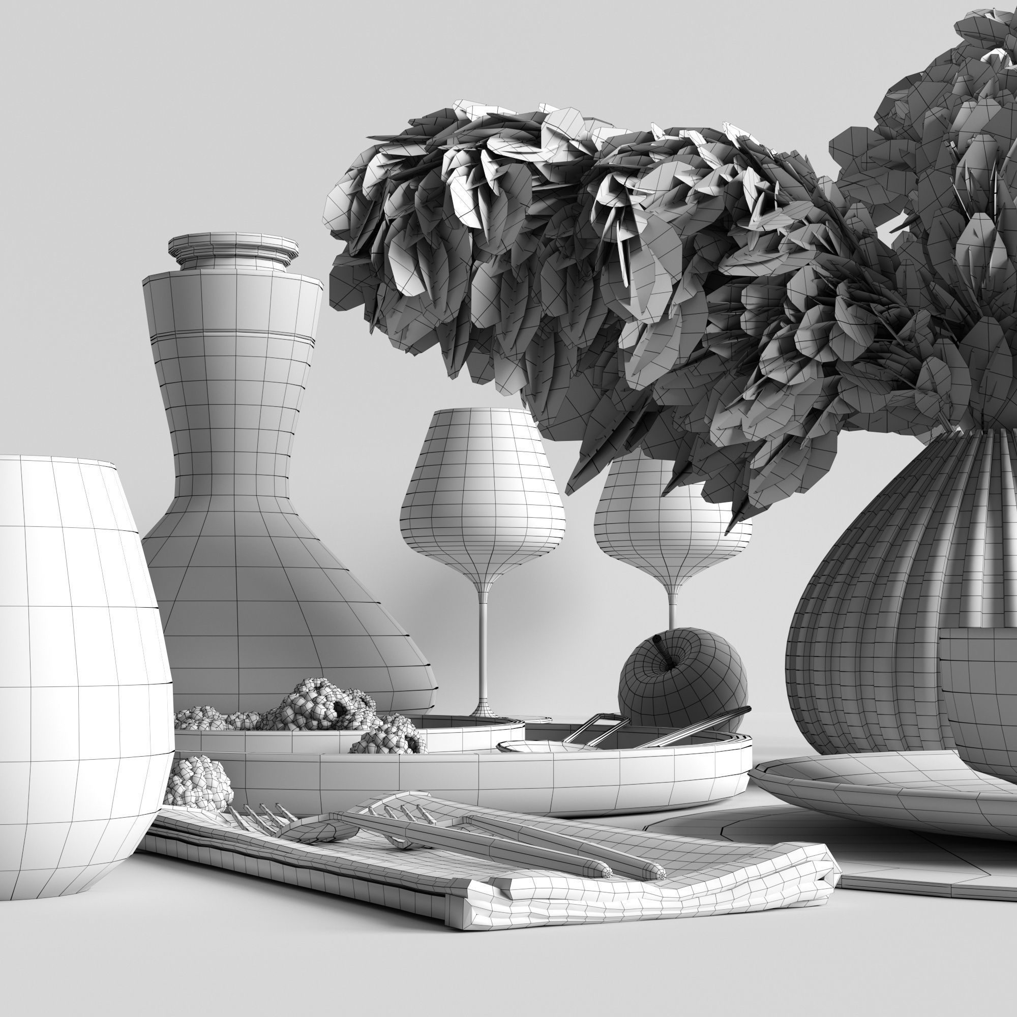 Table settings with reed 3D model_5