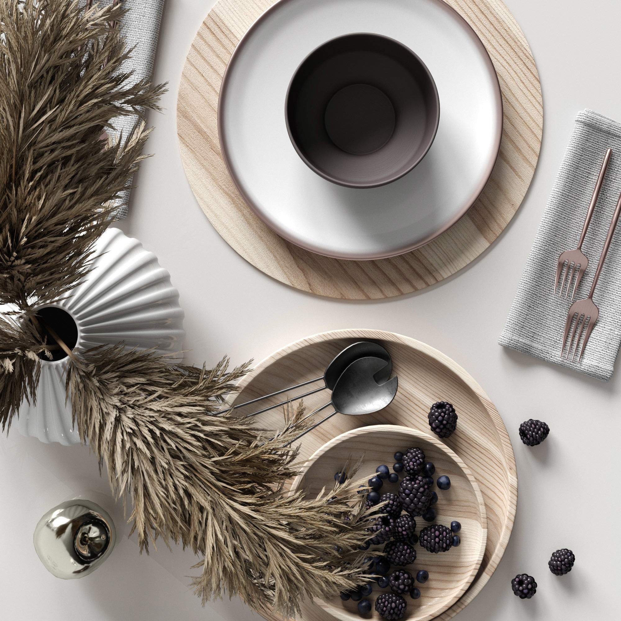 Table settings with reed 3D model_1