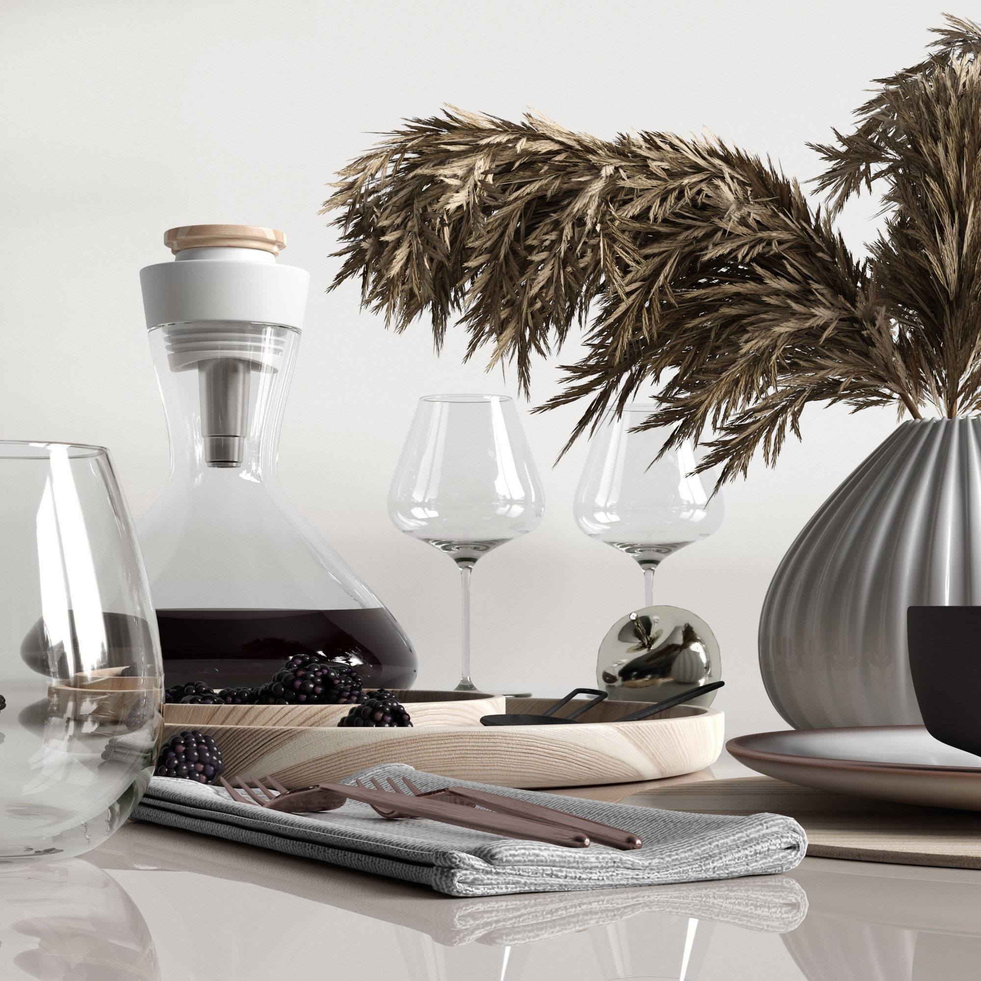 Table settings with reed 3D model_2