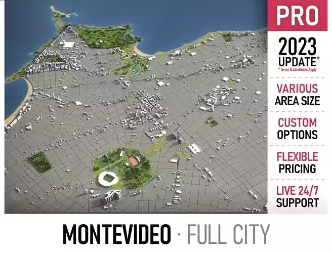 Montevideo Low-poly 3D model