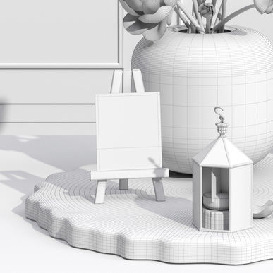 Camellia Vase Event Picture Frame easel candle Decorative Set 3D model_5