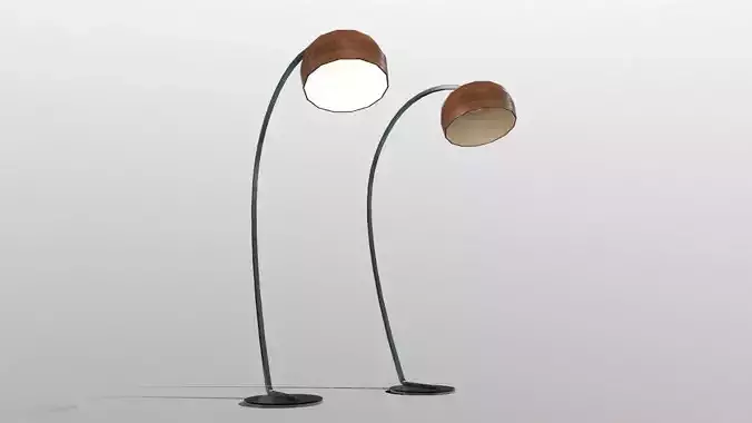 Wooden Steel Curved Floor Lamp