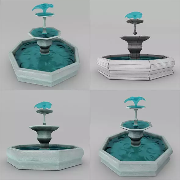 Fountain with bird on top Free 3D model_0