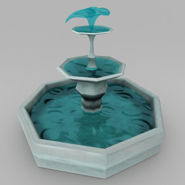 Fountain with bird on top Free 3D model_1
