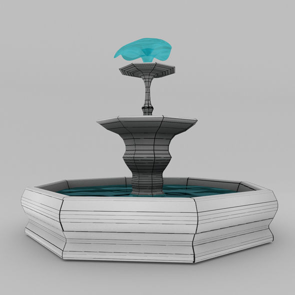 Fountain with bird on top Free 3D model_4