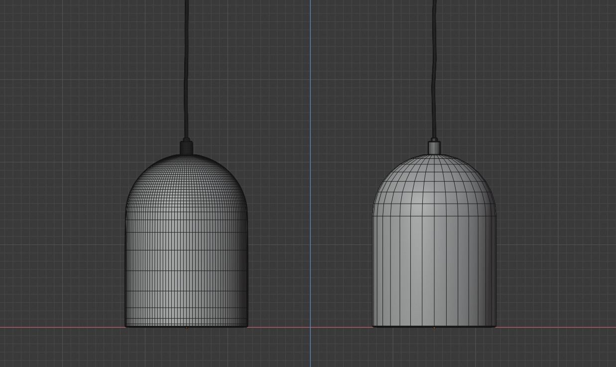 Hanging lamp 2 with high and low poly versions 3D model_1