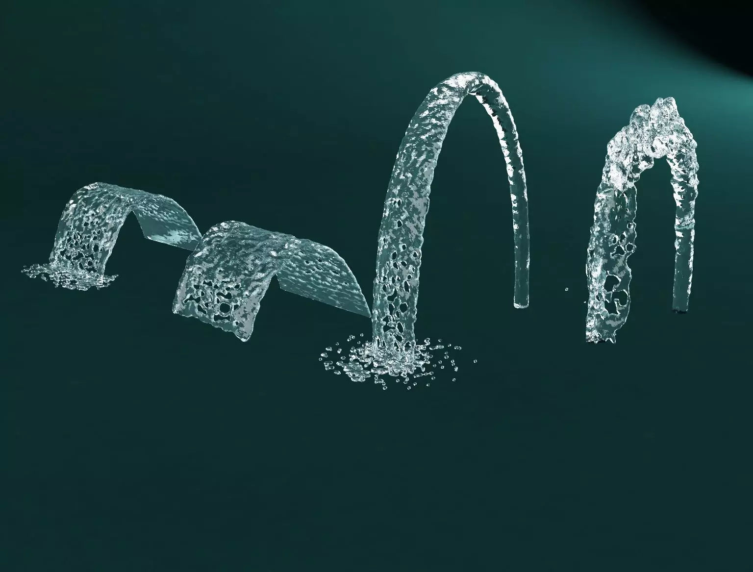fountains 4 set of water Free 3D model