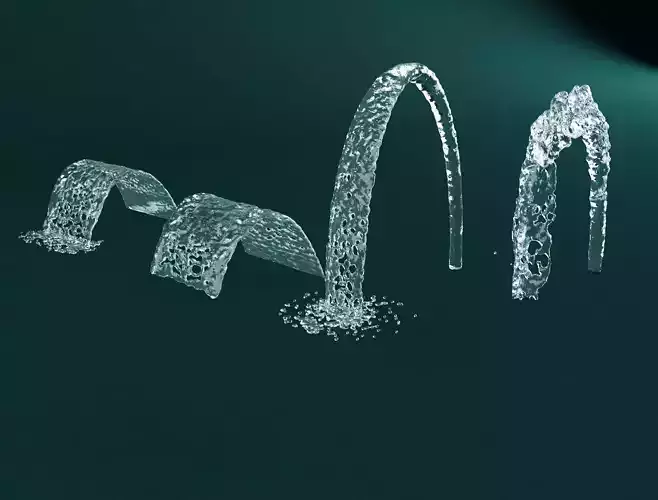 fountains 4 set of water Free 3D model