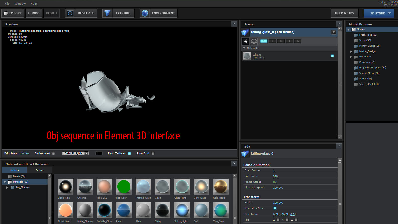 Falling Glass Animation 3D model_1
