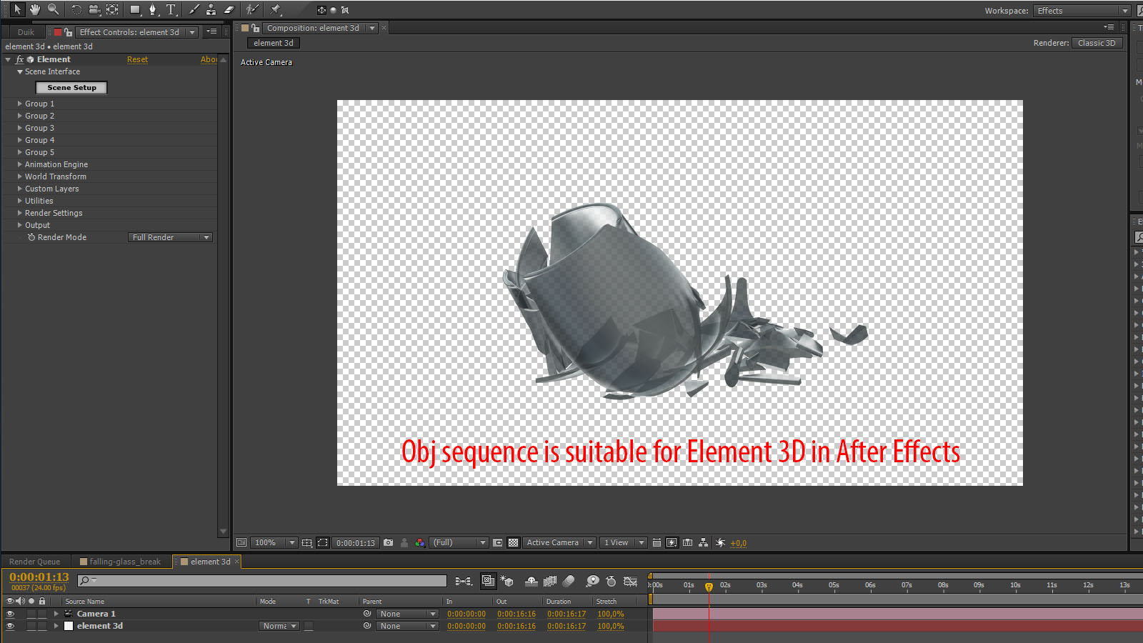 Falling Glass Animation 3D model_4