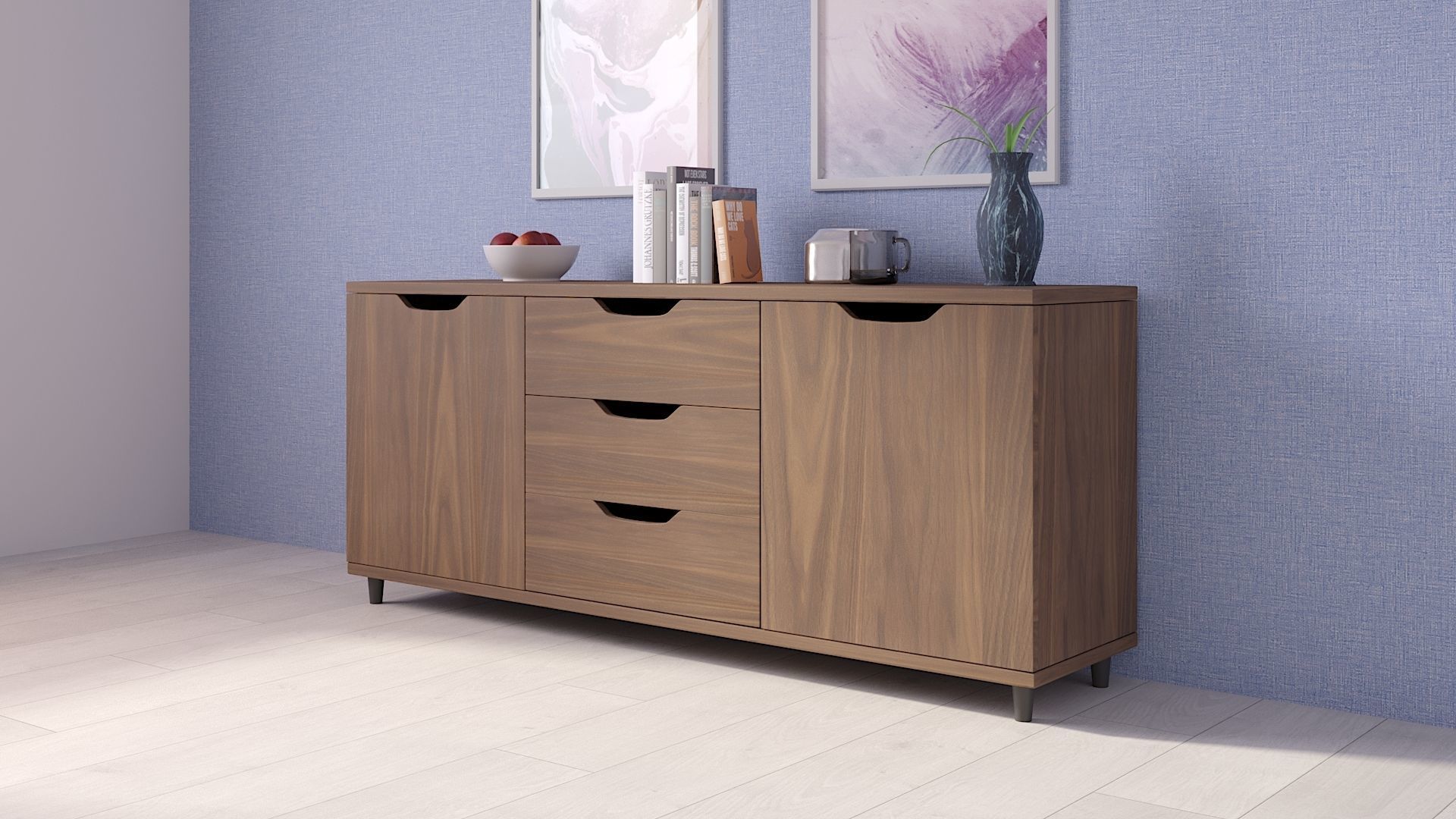 Sideboard set with decor 3D model_1