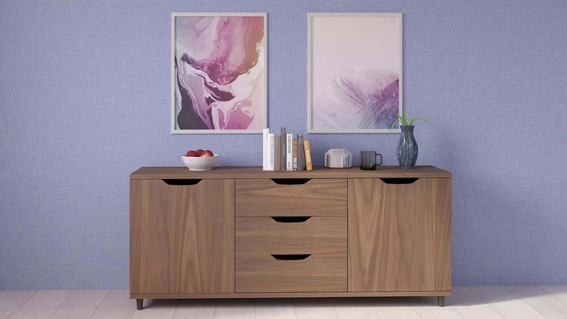 Sideboard set with decor 3D model_0