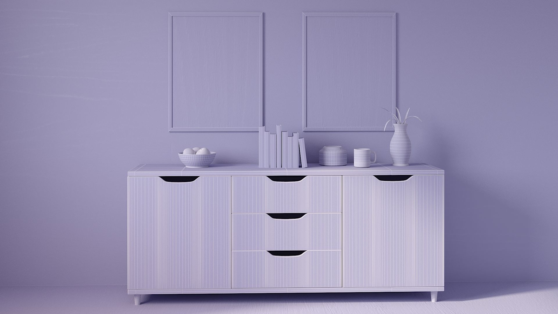Sideboard set with decor 3D model_4