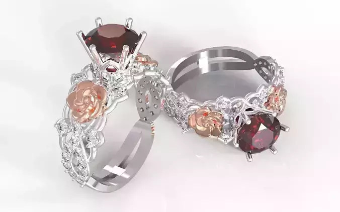 Big gem 8mm two Roses ring 