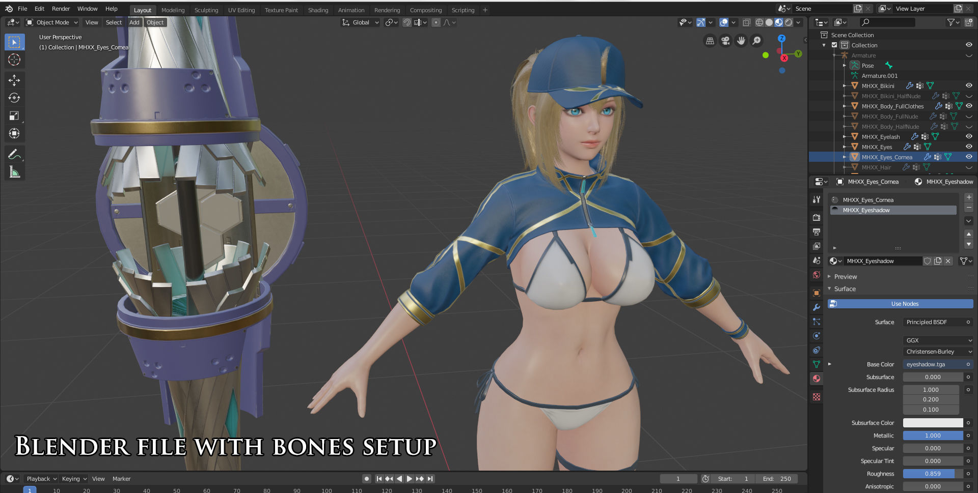 Mysterious Heroine XX - Game Ready Low-poly 3D model_4