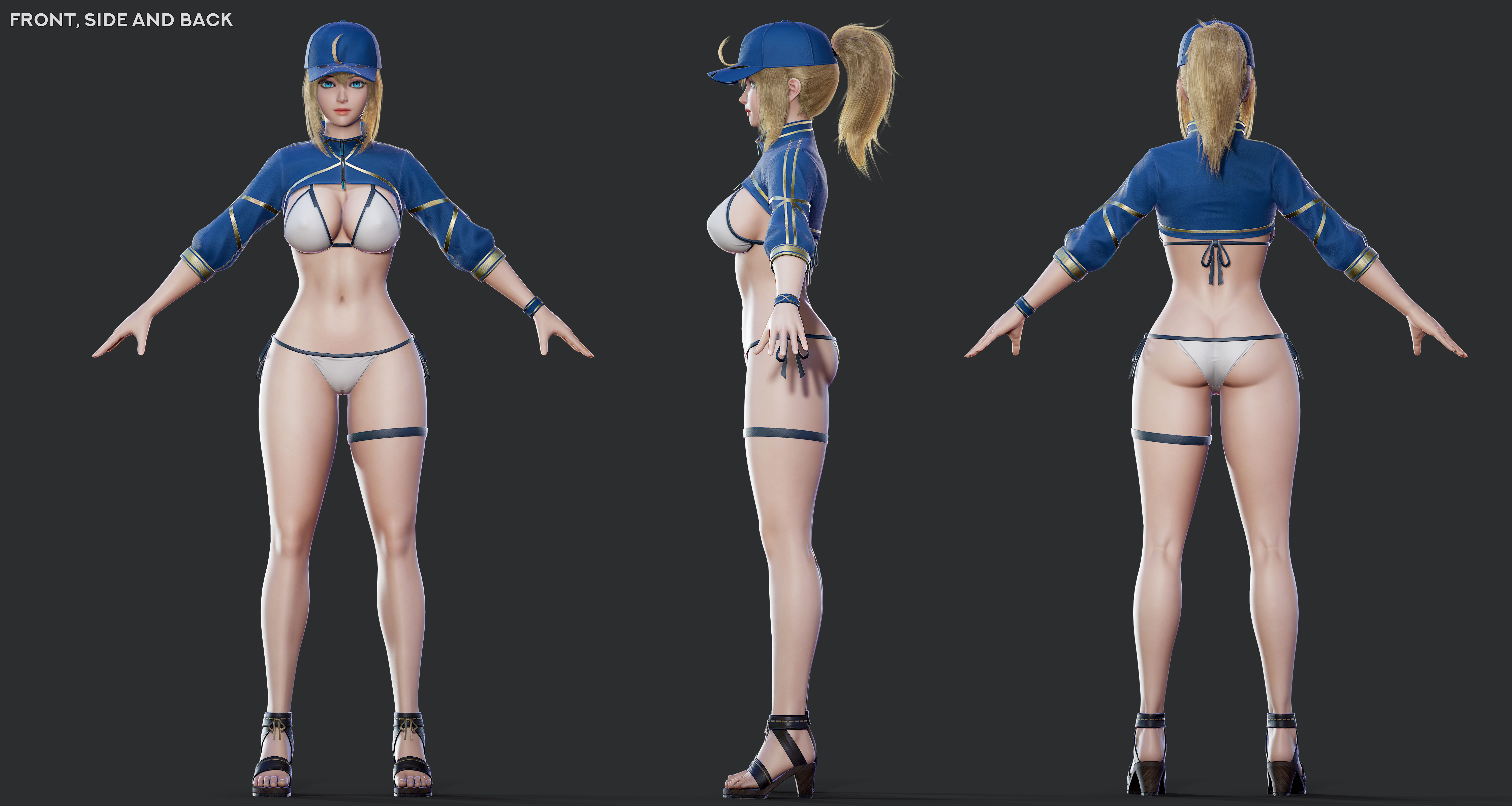 Mysterious Heroine XX - Game Ready Low-poly 3D model_17