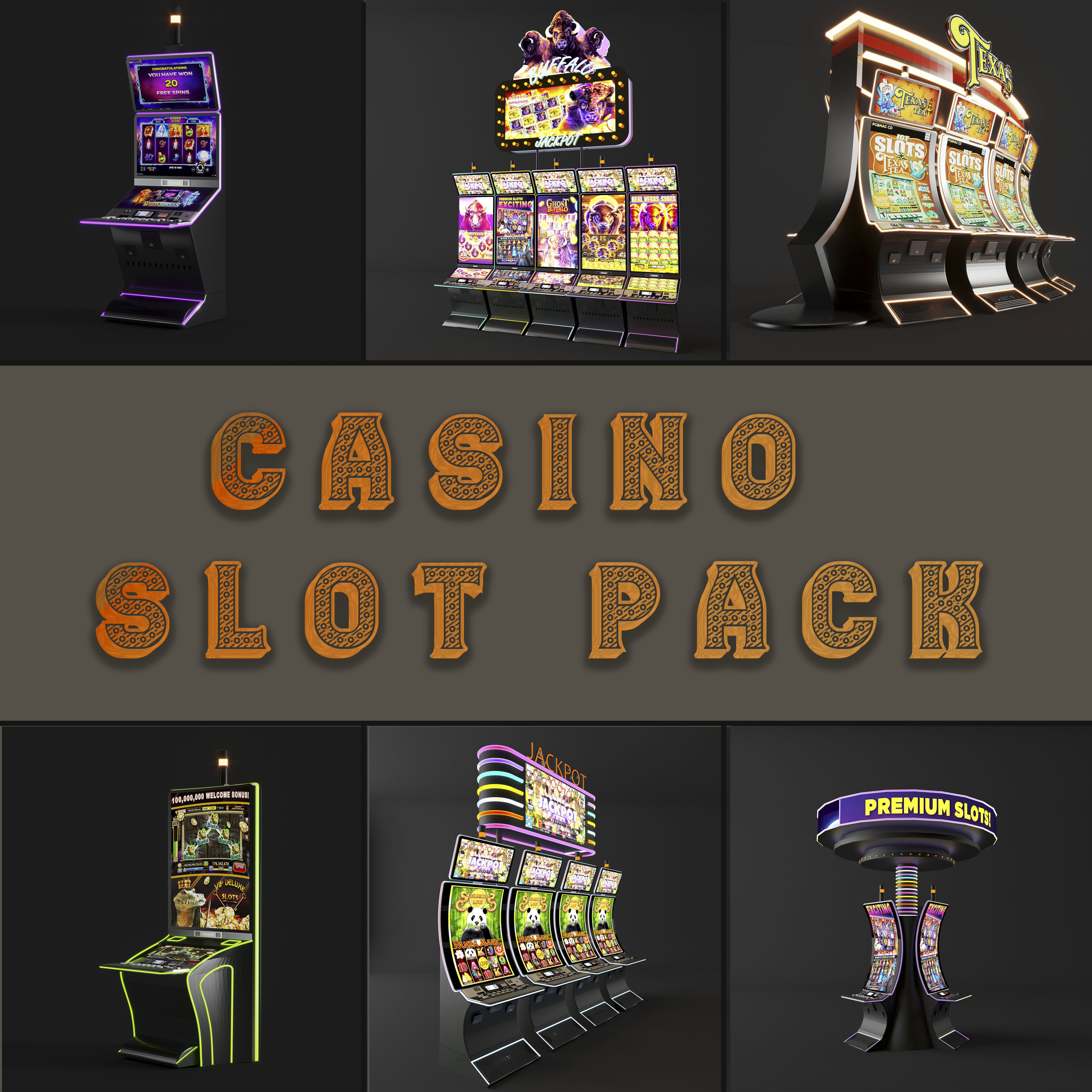 casino slot machine PACK 3D model_1