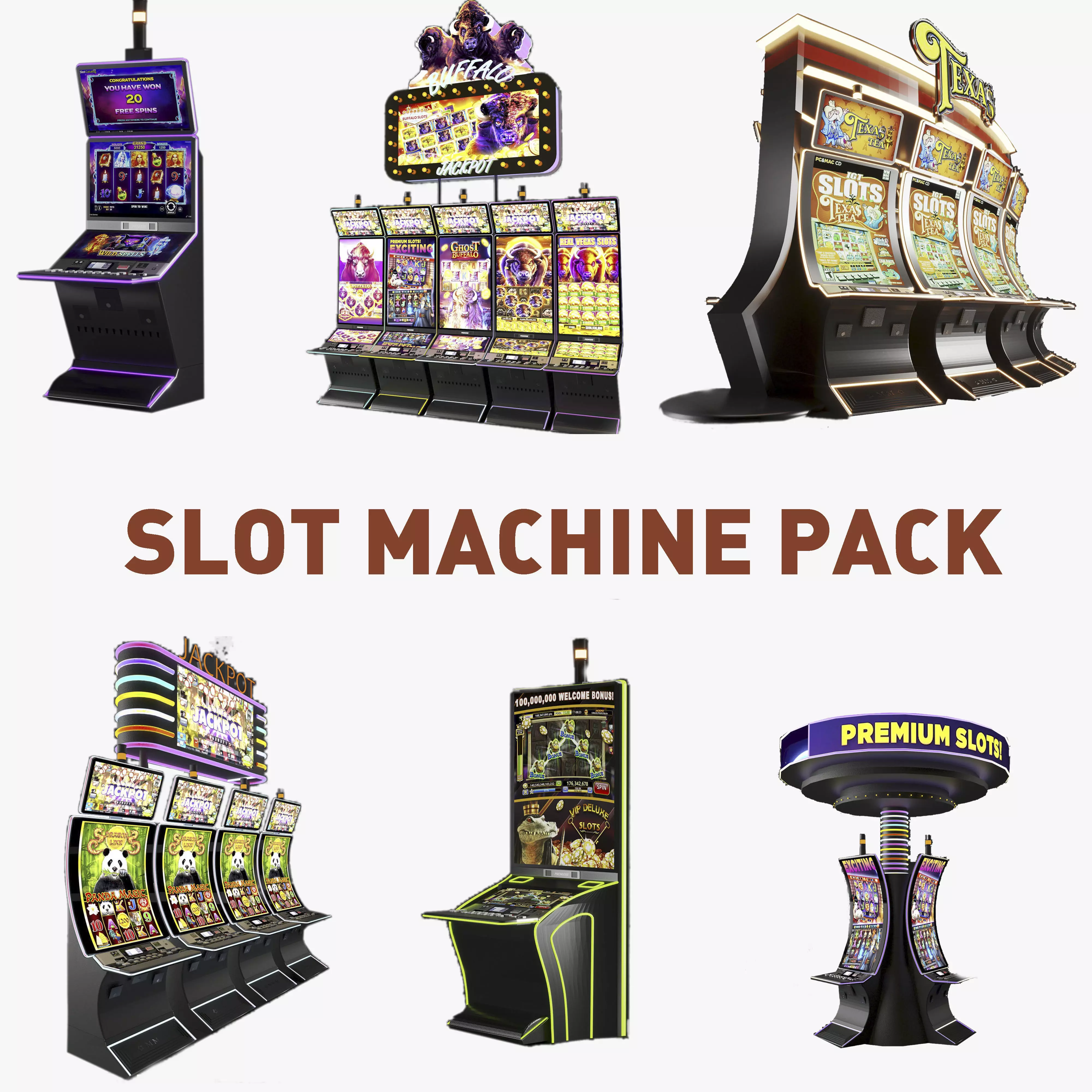 casino slot machine PACK 3D model_0