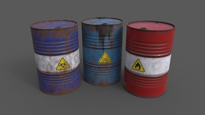 PBR Oil Drum Barrel A Low-poly 3D model