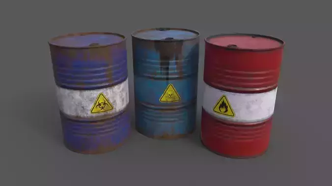 PBR Oil Drum Barrel A Low-poly 3D model