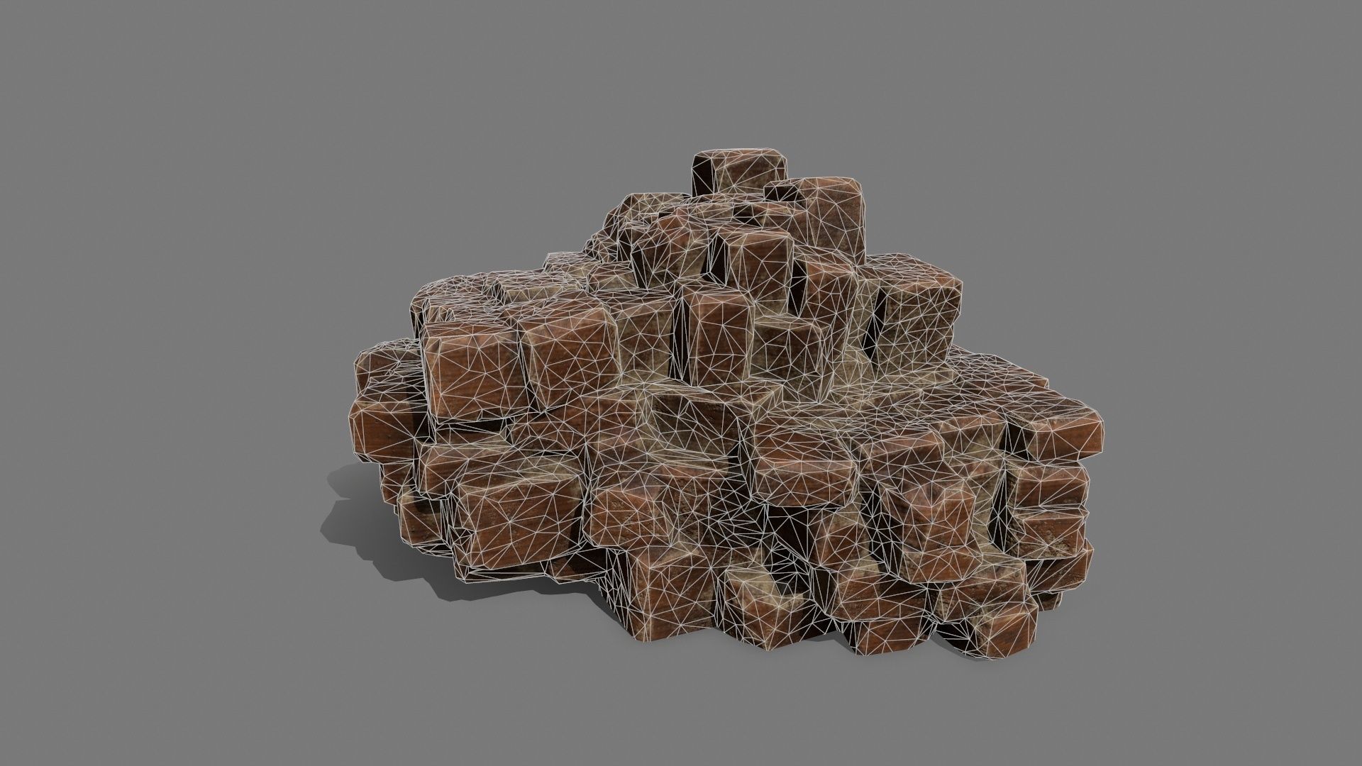 Stone Set wooden block Low-poly 3D model_16