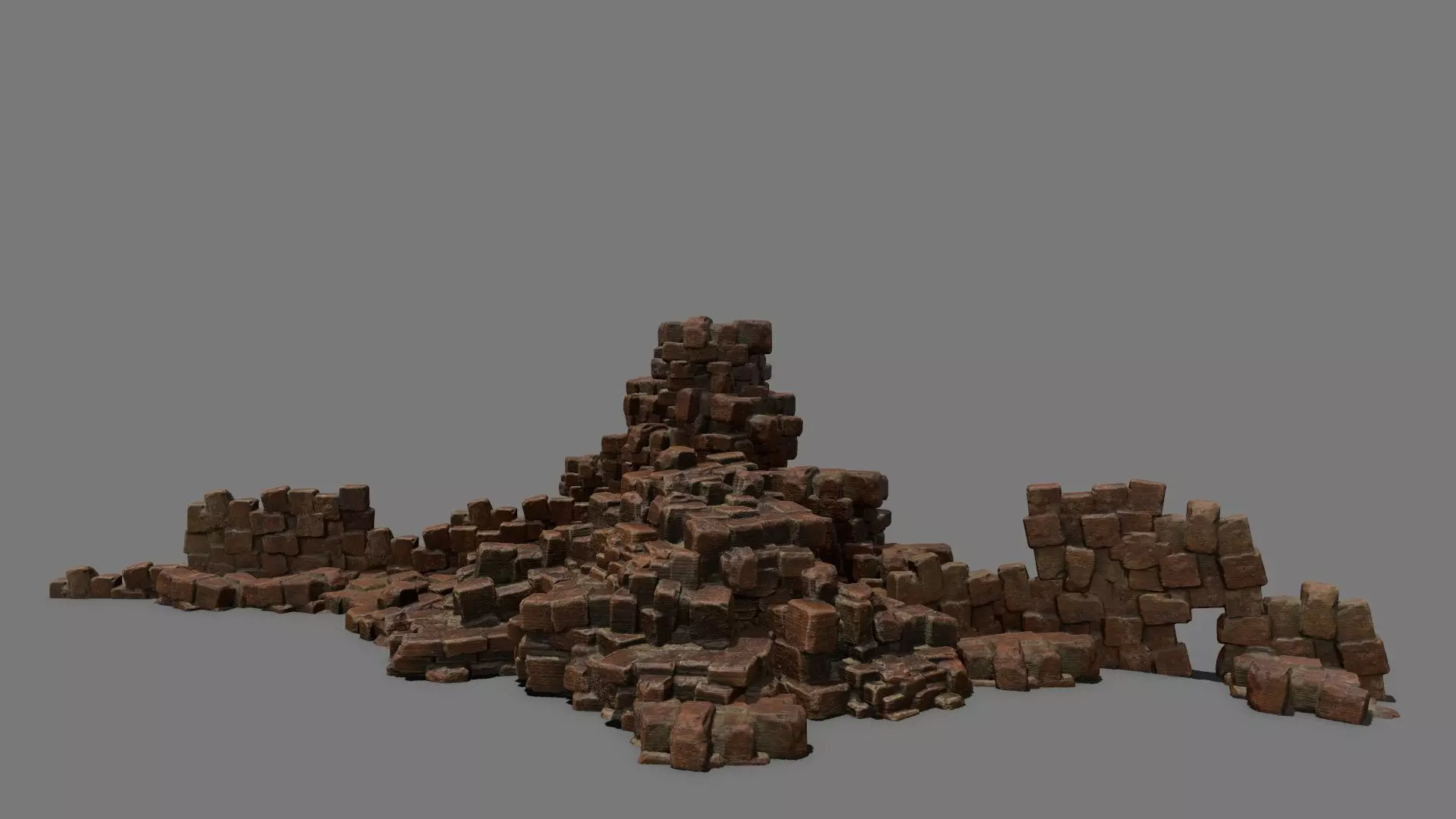 Stone Set wooden block Low-poly 3D model_0