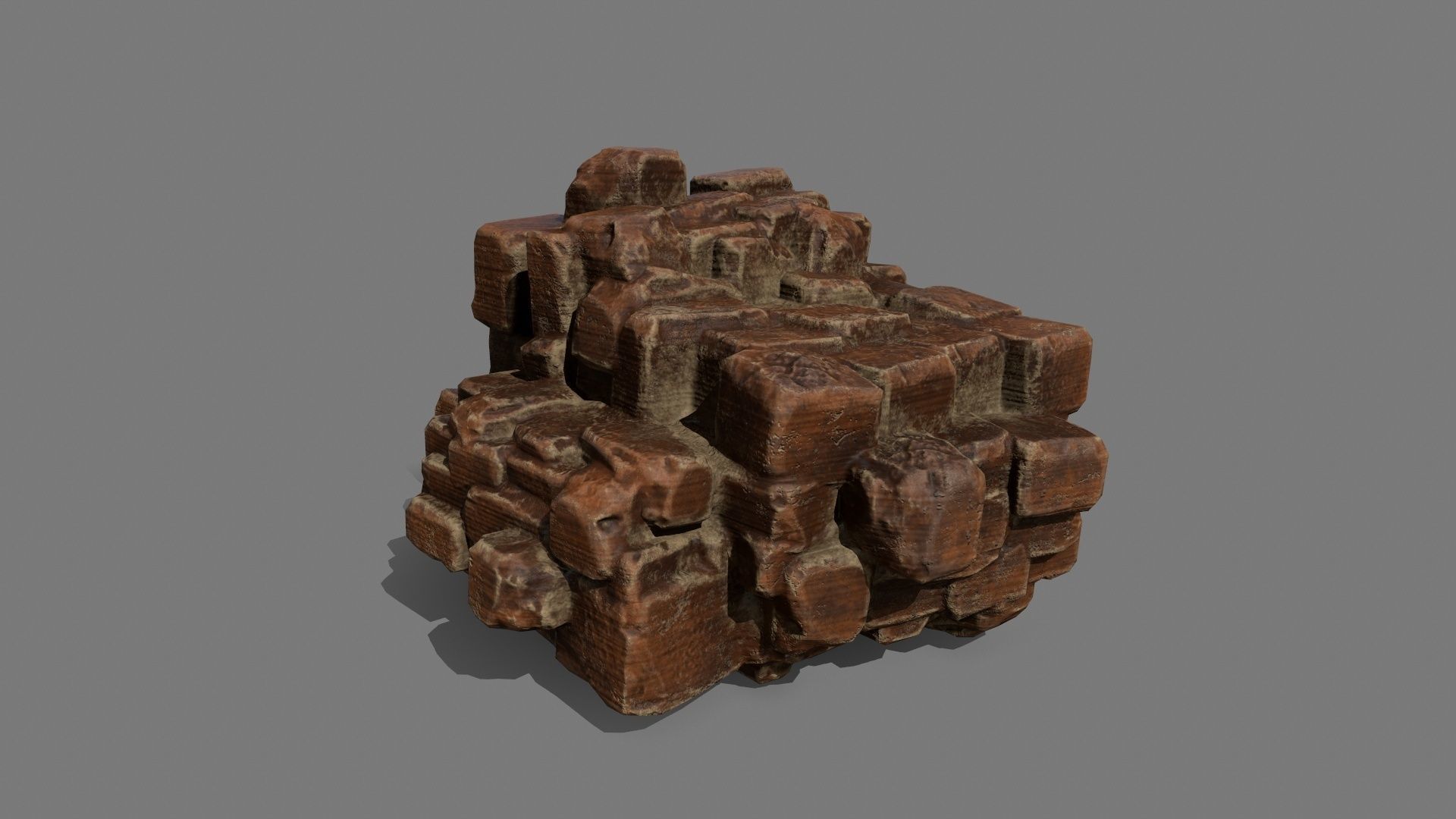 Stone Set wooden block Low-poly 3D model_13