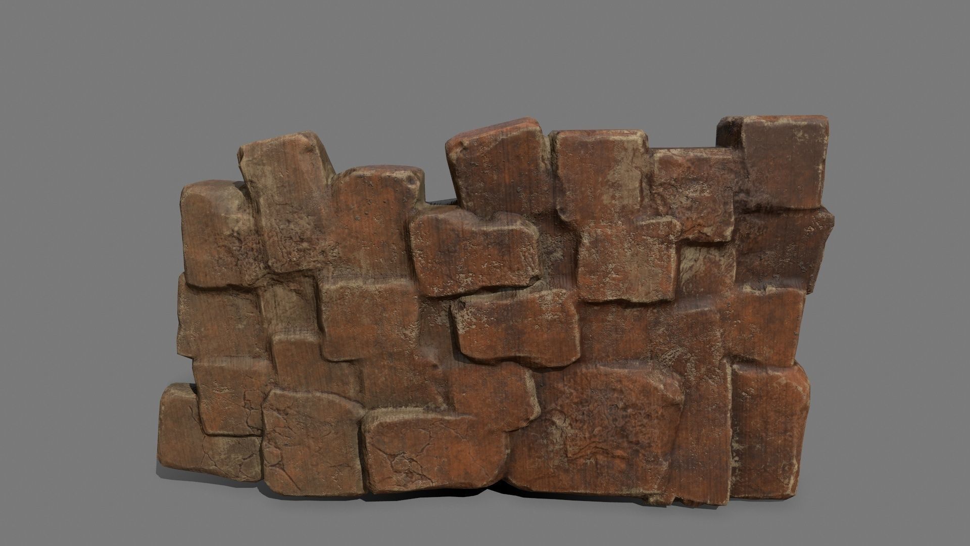 Stone Set wooden block Low-poly 3D model_4
