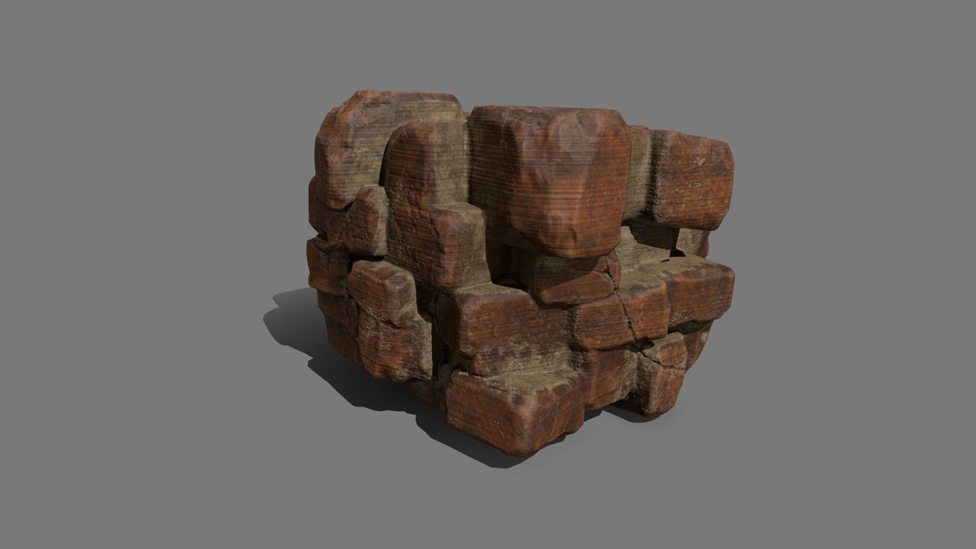 Stone Set wooden block Low-poly 3D model_10