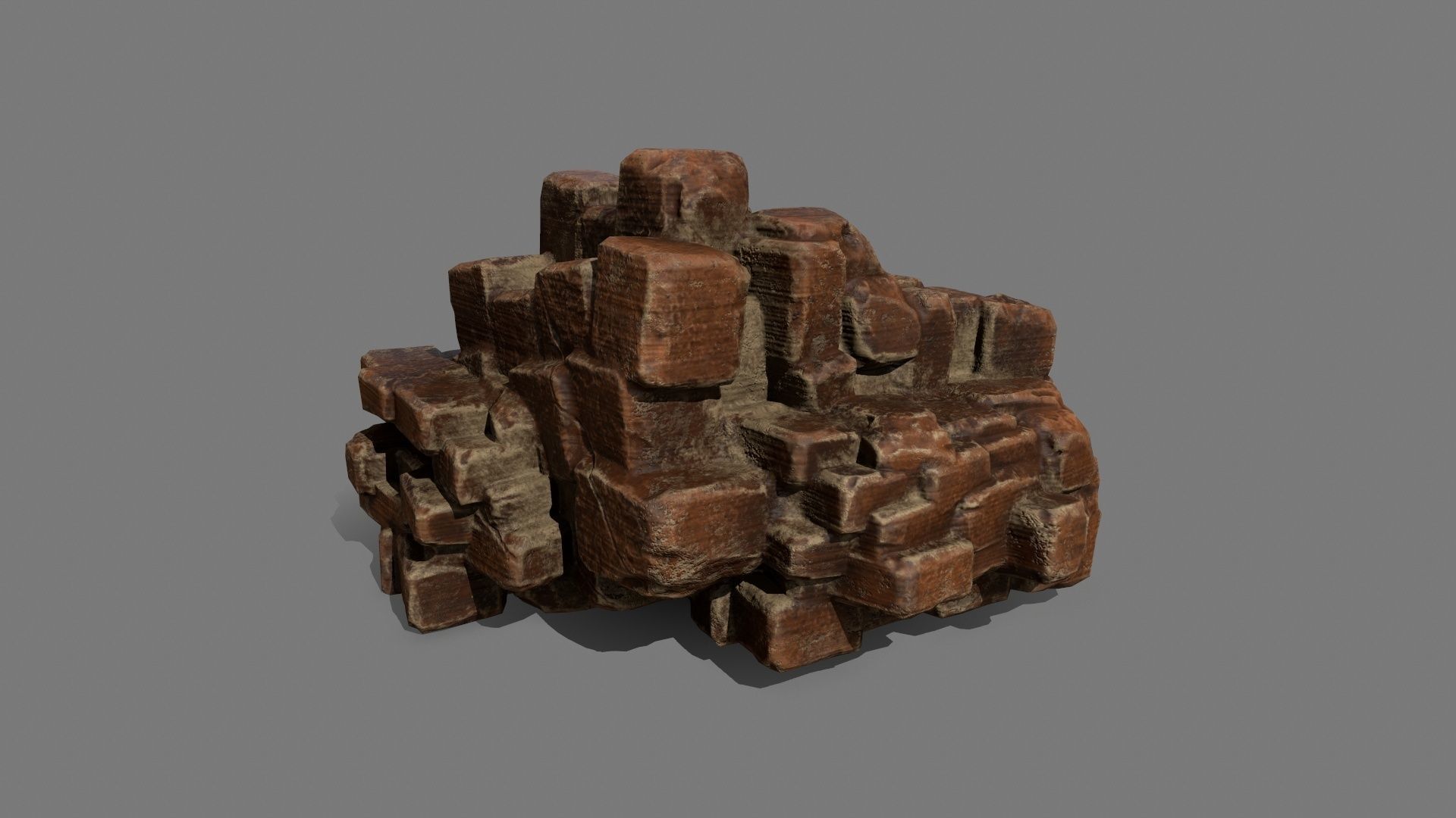 Stone Set wooden block Low-poly 3D model_14