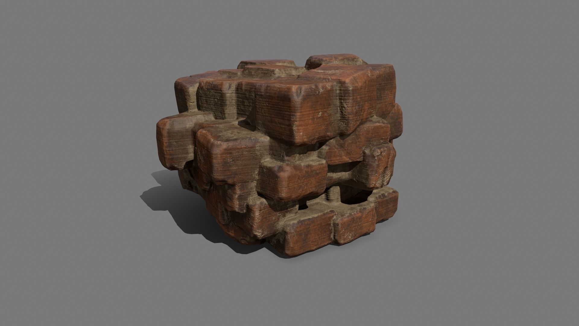 Stone Set wooden block Low-poly 3D model_7