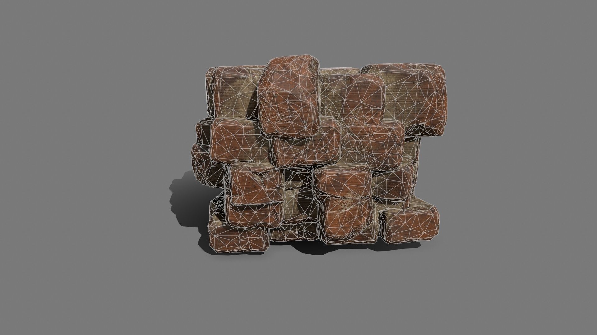 Stone Set wooden block Low-poly 3D model_11