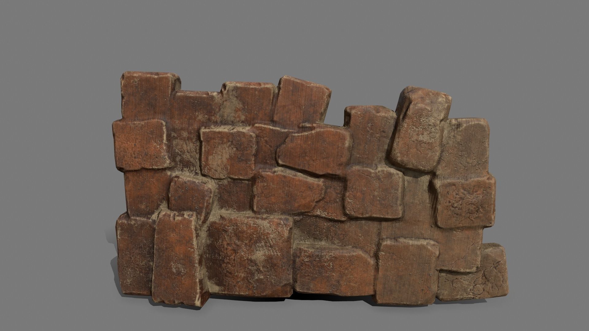 Stone Set wooden block Low-poly 3D model_5