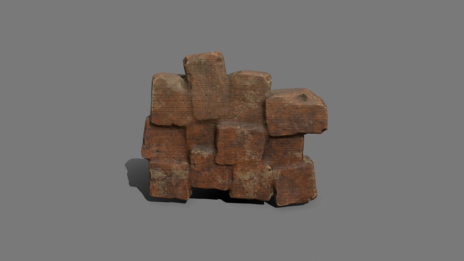 Stone Set wooden block Low-poly 3D model_1