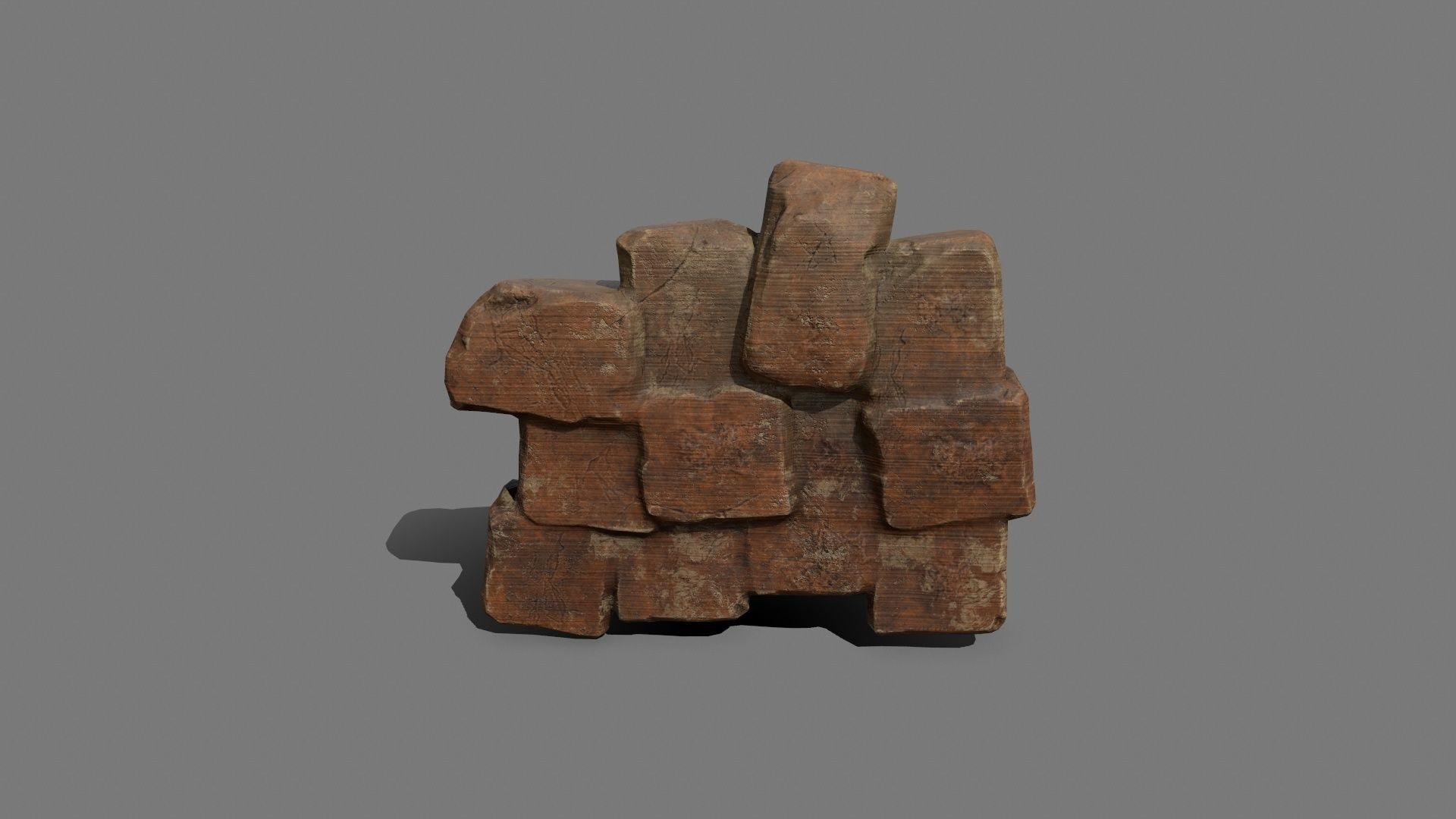 Stone Set wooden block Low-poly 3D model_2