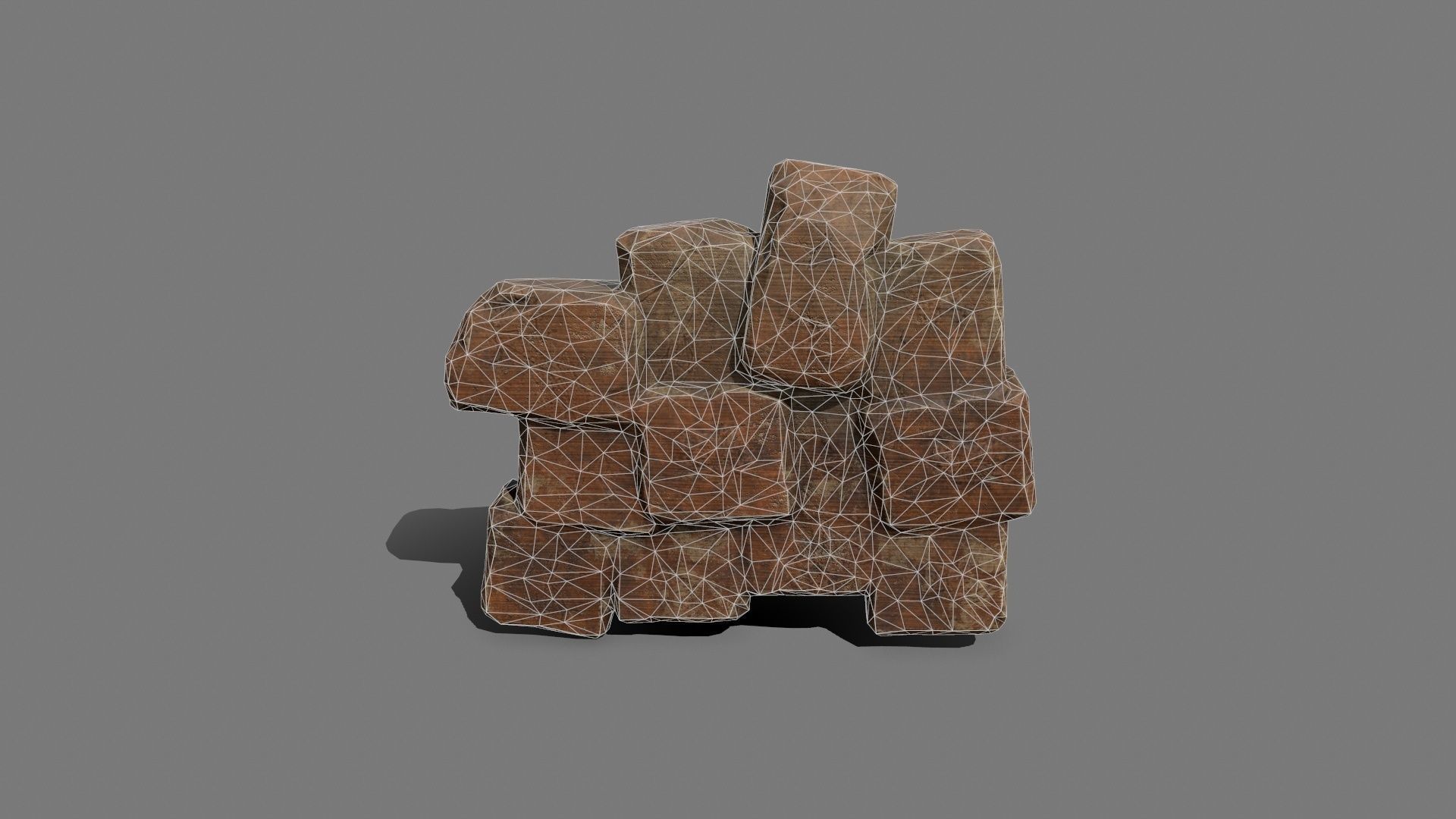 Stone Set wooden block Low-poly 3D model_3