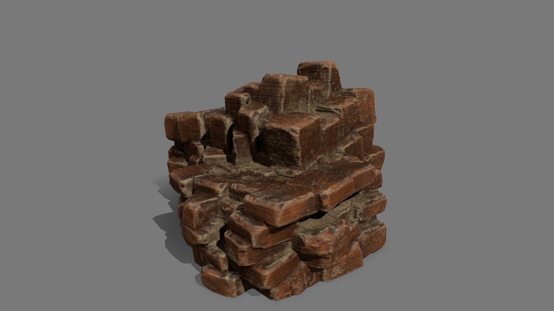 Stone Set wooden block Low-poly 3D model_15