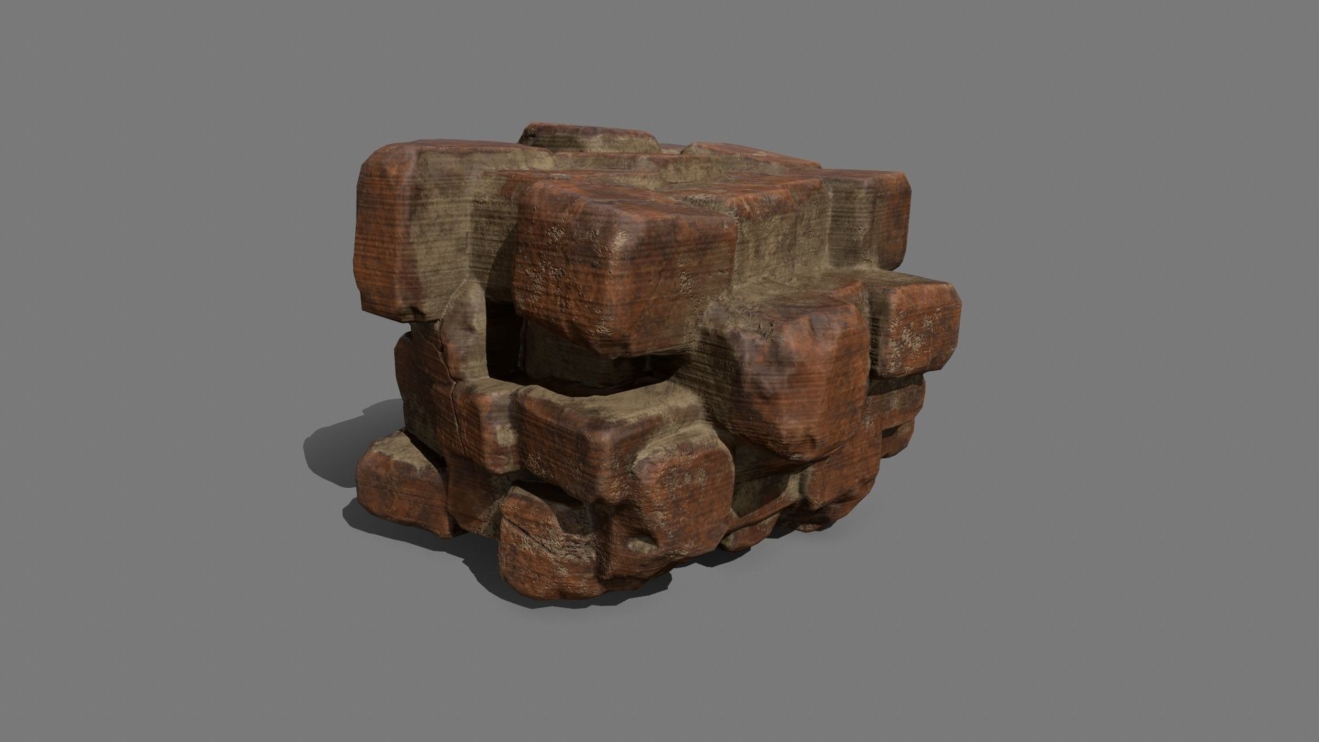 Stone Set wooden block Low-poly 3D model_9