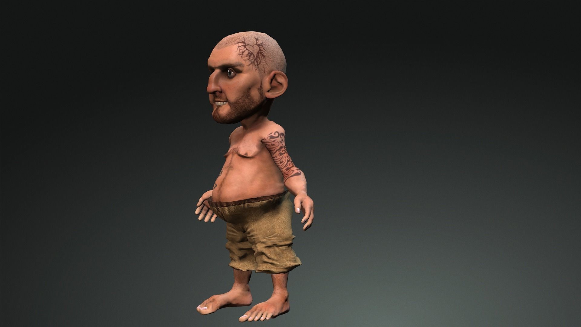 3d character FUNNY TATTOO MAN 3D model_1