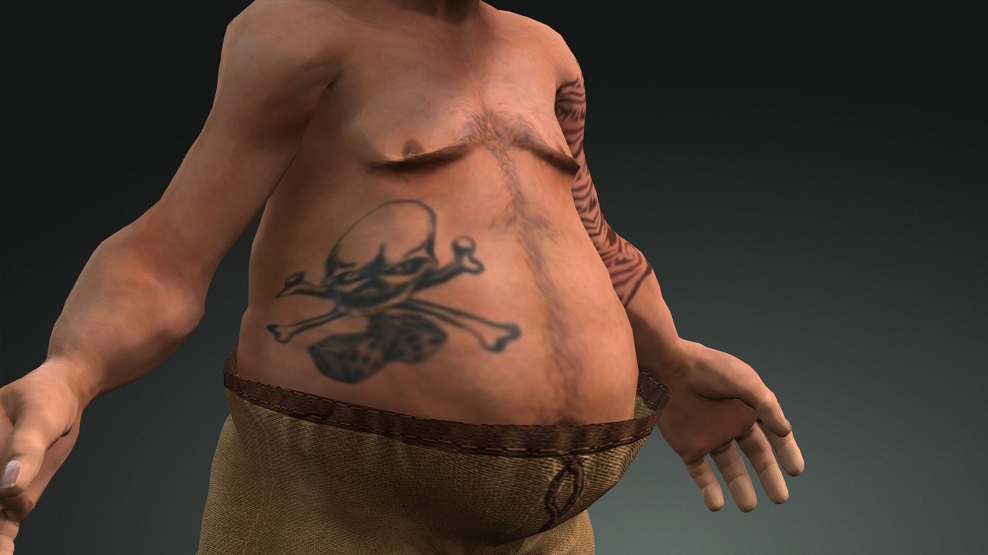 3d character FUNNY TATTOO MAN 3D model_3