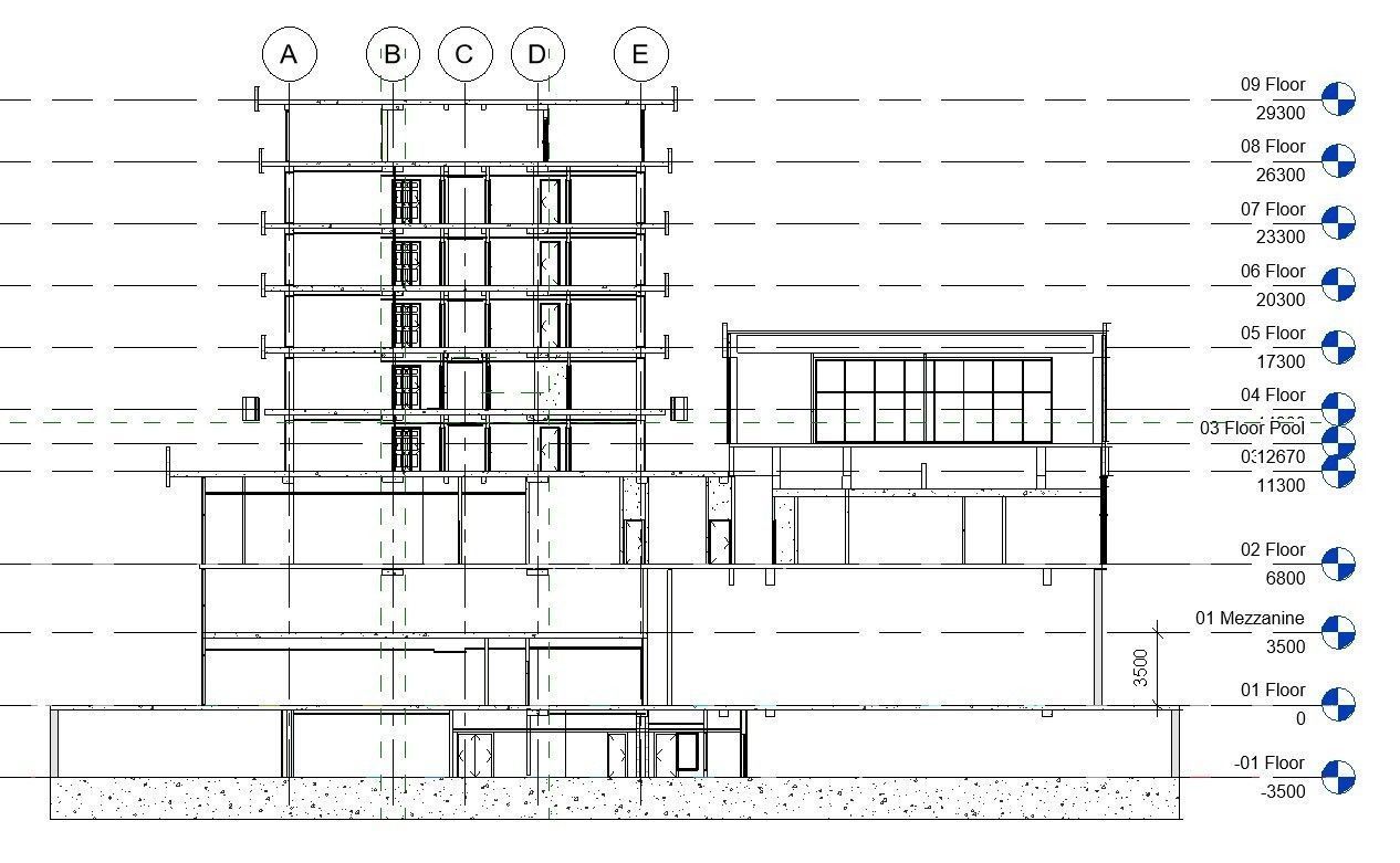 Hotel in Revit 3D model_15
