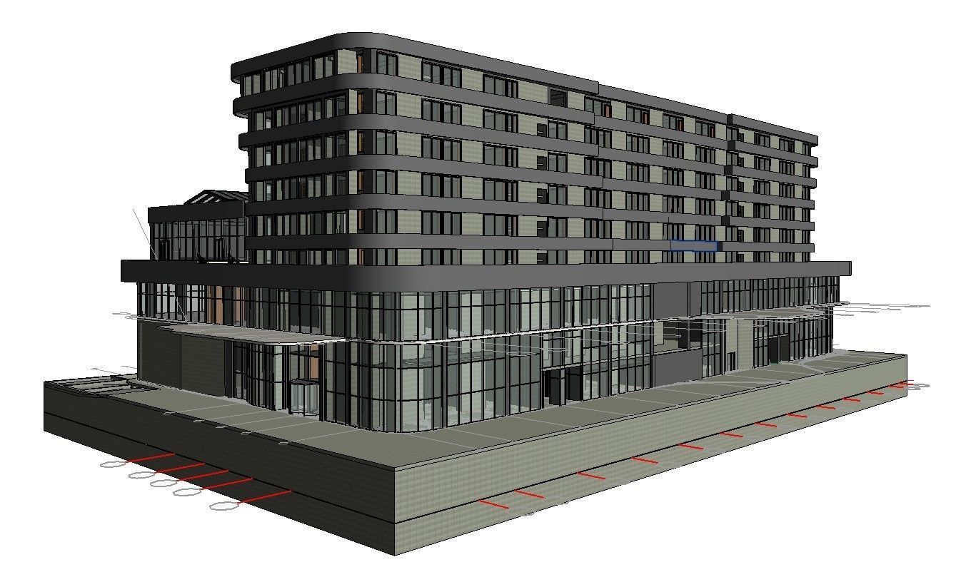 Hotel in Revit 3D model_11