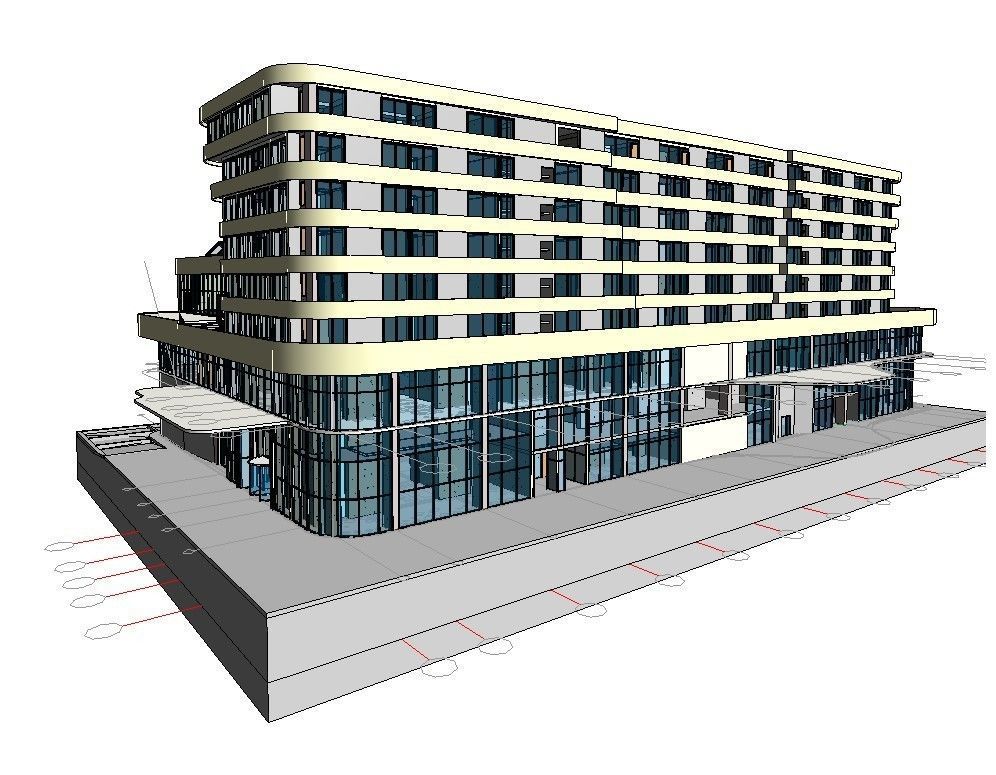 Hotel in Revit 3D model_10