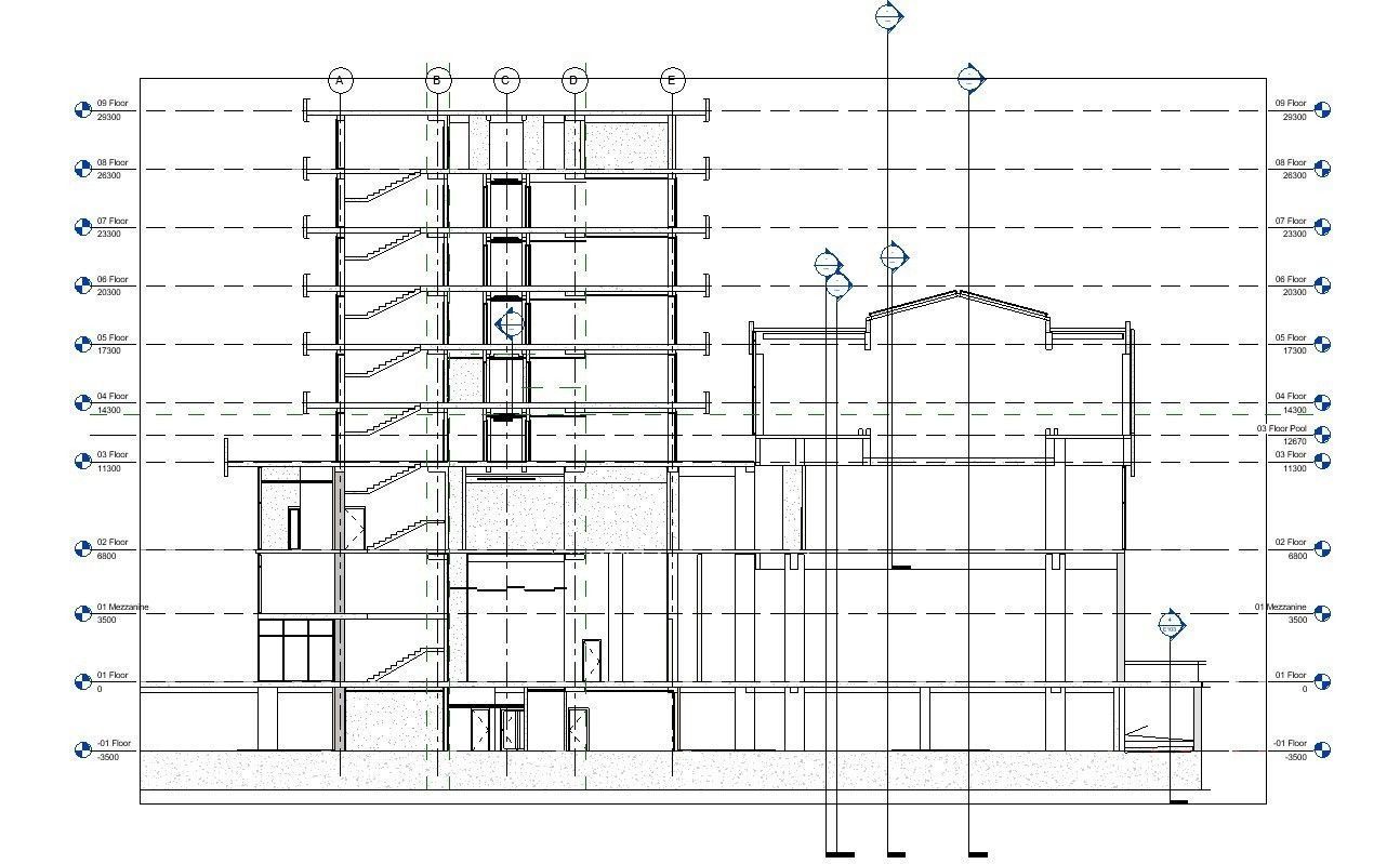 Hotel in Revit 3D model_6