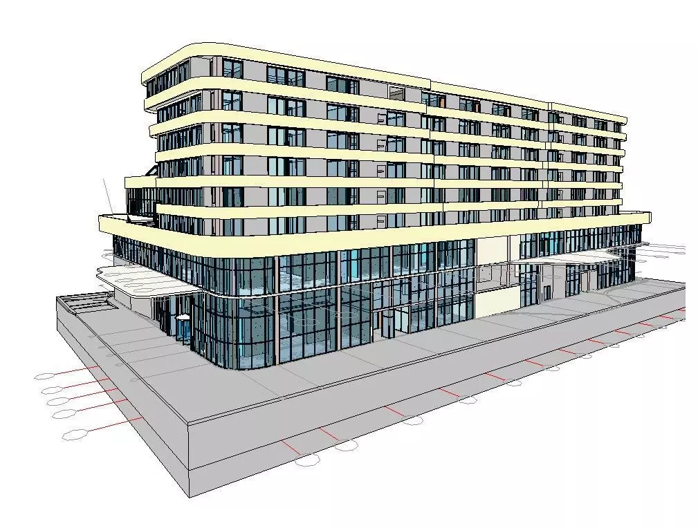 Hotel in Revit 3D model_0