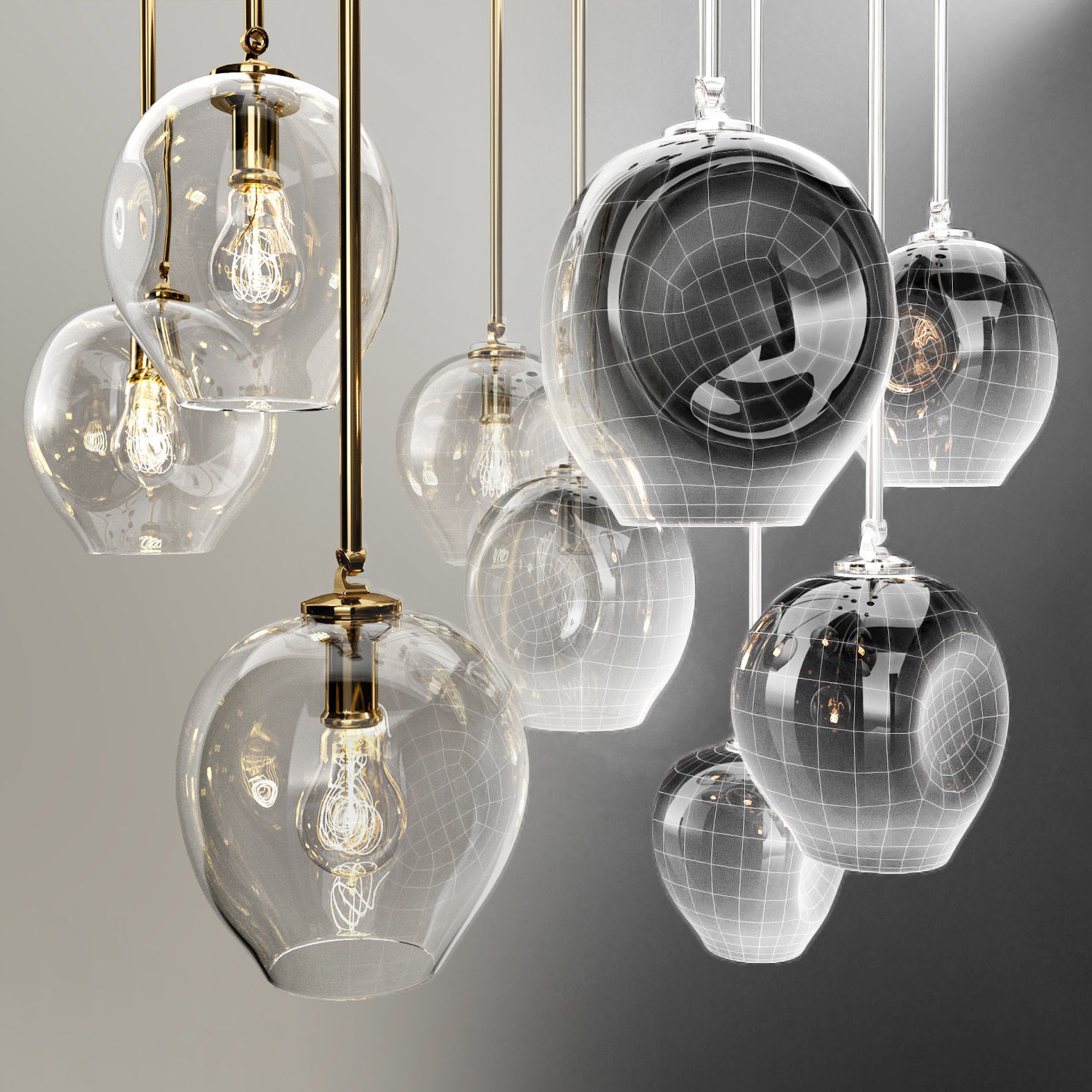 Collection Branching bubble 1 lamps 3D model_3